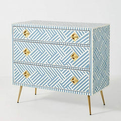 Maaya Bone Inlay Chest of Drawer Sideboard Blue