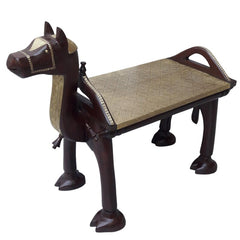 Indian Hand Carved Solid Wood Brass Camel Coffee Table C167