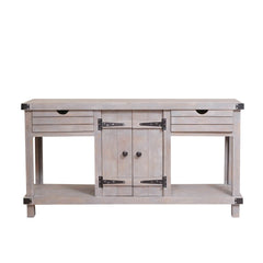 Blanc Indian Reclaimed Wood 2 Drawer Media Console TV Stand Table