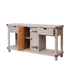 Blanc Indian Reclaimed Wood 2 Drawer Media Console TV Stand Table