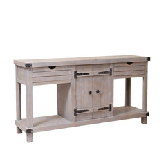 Blanc Indian Reclaimed Wood 2 Drawer Media Console TV Stand Table