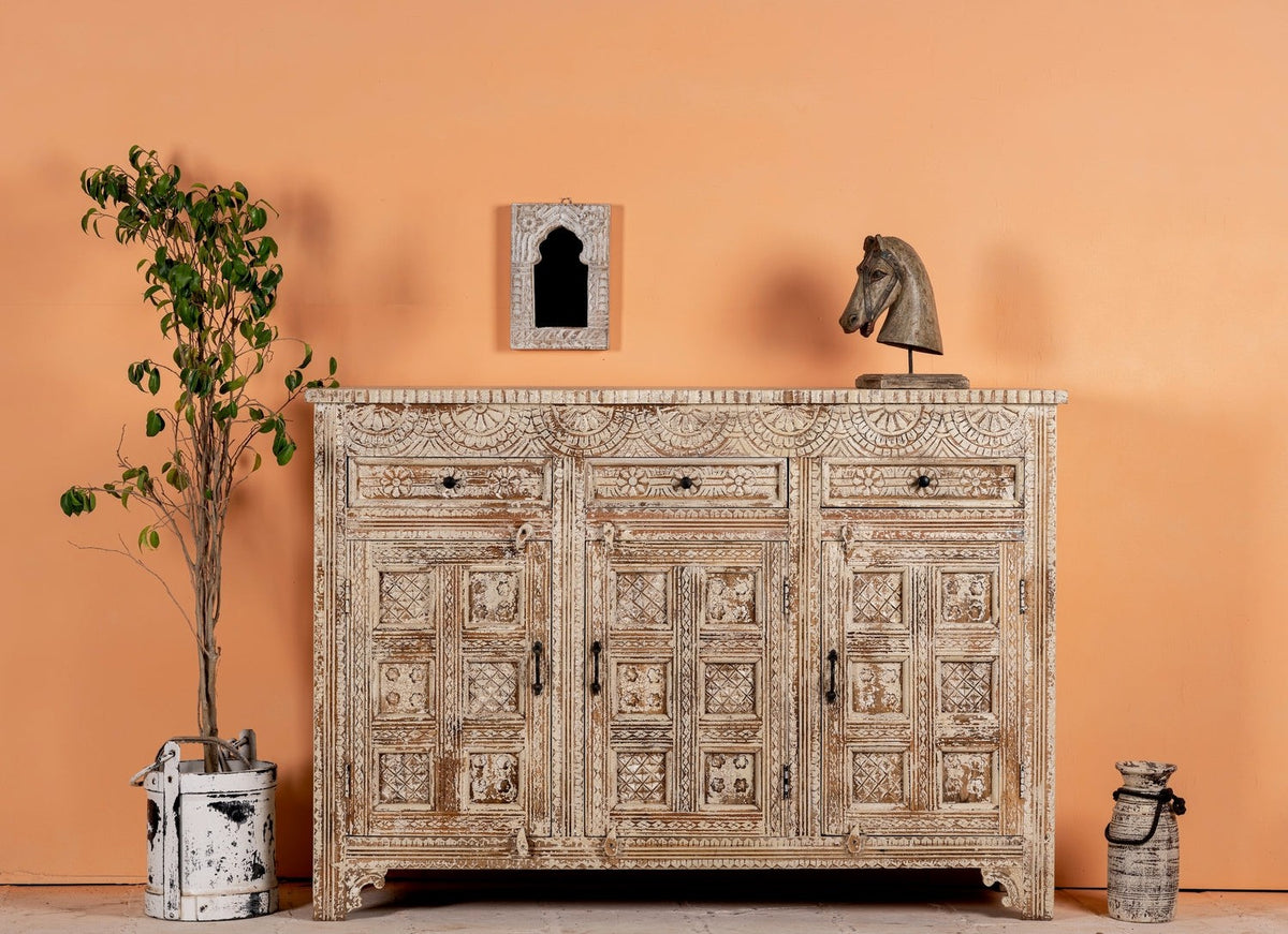 Kalah Hand Carved Solid Wooden Sideboard Buffet 150x110x40cm KLA0142  -  