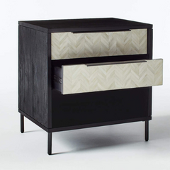 Bone Inlay Solid Wood 2 Drawer Bedsides Table 71