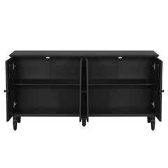 Dynasty Hand Carved Floral Carving Solid Wood 4 Door Sideboard A8