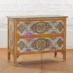 Pandora Hand Painted Indian Solid Wood Chest Of Drawer Dresser Multicolour