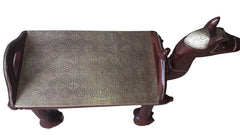 Indian Hand Carved Solid Wood Brass Camel Coffee Table C167