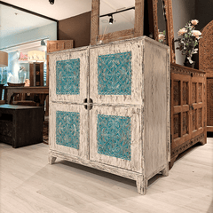 Indian Hand Carved Solid Hard Wood Cabinet D18
