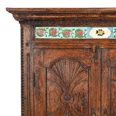 Antique Indian Hand Carved Solid Wood Almirah Cabinet Wardrobe 02