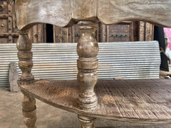 French Arched Hand Carved Solid Wood Console Hall Table Rustic White