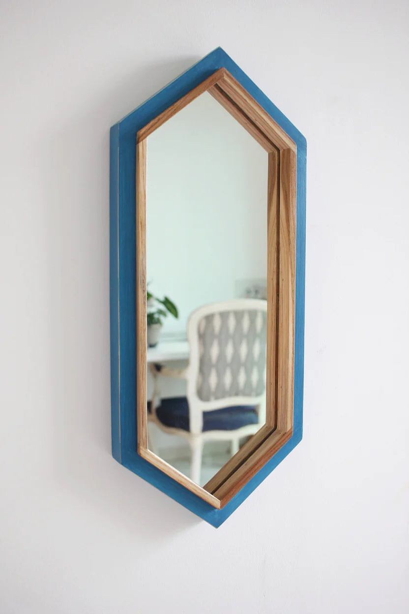 Long Diamond Shape Hand Carved Solid Wooden Mirror Frame 64