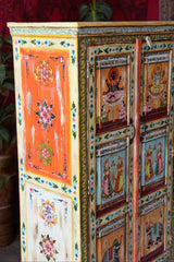 Avani Indian Hand Painted Solid Wood Cabinet Wardrobe MulticolorD67