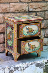 Indian Hand Painted Solid Wood Bedsides Table B2