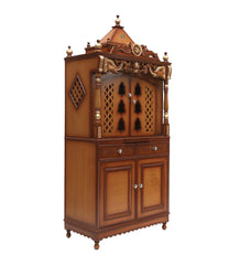 Large Sized Handmade Solid Wood Home Temple In Brown