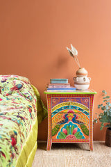 Avani Hand Painted Peacock Solid Wood Side Table 33