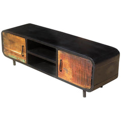 Miller Industrial Reclaimed Wood And Iron Media Tv Cabinet