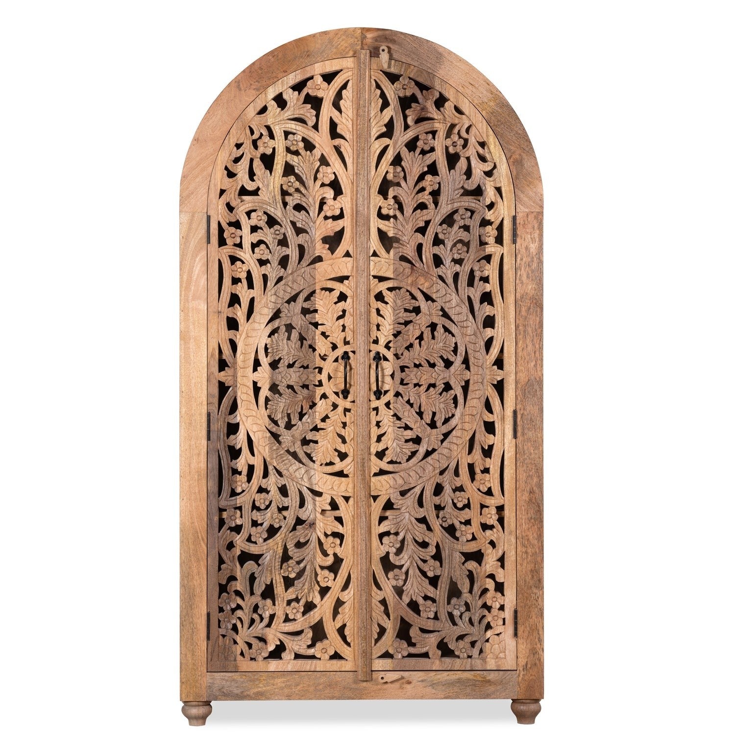 Kalah Solid Mango Wood Indian Hand Carved Wardrobe Cabinet Almirah Antique style Pantry Painted V10  -  