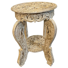 Vintage Hand Carved Solid Wood Side Table 44
