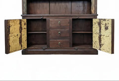 Indian Antique Vintage Hand Carved Solid Wood Bookshelf Cabinet B61