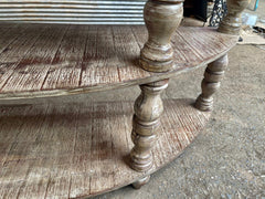 French Arched Hand Carved Solid Wood Console Hall Table Rustic White