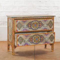 Pandora Hand Painted Indian Solid Wood Chest Of Drawer Dresser Multicolour