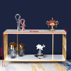 The Square Piped Double Decker Console Table - Gold (Stainless Steel)