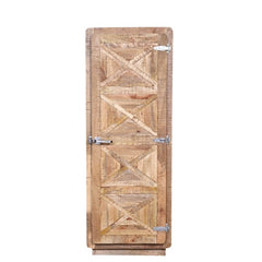 X - Design Indian Reclaimed Wood Single Door Storage Display Cabinet Natural