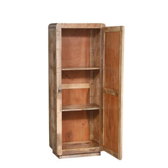 X - Design Indian Reclaimed Wood Single Door Storage Display Cabinet Natural