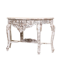 French Arched Hand Carved Indian Solid Wood Console Hall Table