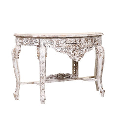 French Arched Hand Carved Indian Solid Wood Console Hall Table