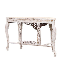 French Arched Hand Carved Indian Solid Wood Console Hall Table