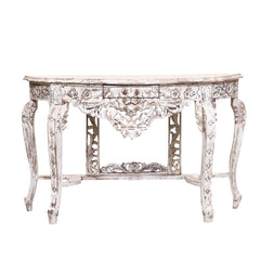 French Arched Hand Carved Indian Solid Wood Console Hall Table