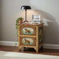Indian Hand Painted Solid Wood Bedsides Table B2