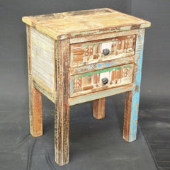 Liberty Reclaimed Wood 2 Drawer Bedside Table 60cm