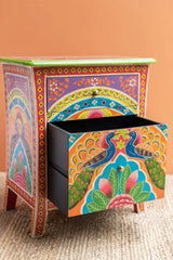 Avani Hand Painted Peacock Solid Wood Side Table 33