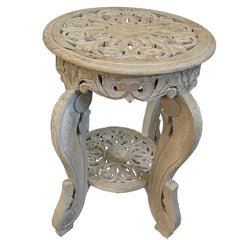 Vintage Hand Carved Solid Wood Side Table 44