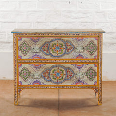 Pandora Hand Painted Indian Solid Wood Chest Of Drawer Dresser Multicolour