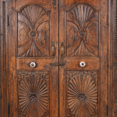 Antique Indian Hand Carved Solid Wood Almirah Cabinet Wardrobe 02