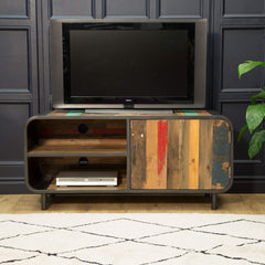 Miller Industrial Reclaimed Wood Boat Timber TV Unit Plasma Stand 120x40x55cm