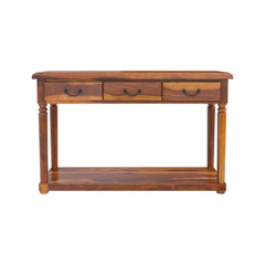 Isleton Rustic Solid Wood 3 Drawer Baluster Console Hall Table