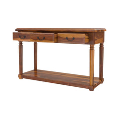 Isleton Rustic Solid Wood 3 Drawer Baluster Console Hall Table