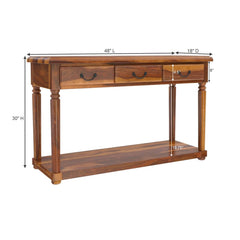 Isleton Rustic Solid Wood 3 Drawer Baluster Console Hall Table