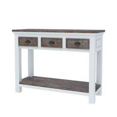 Danville Modern Teak and Solid Wood 3 Drawer Console Hall Table