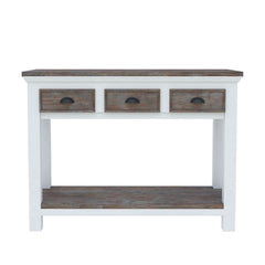 Danville Modern Teak and Solid Wood 3 Drawer Console Hall Table