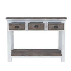 Danville Modern Teak and Solid Wood 3 Drawer Console Hall Table