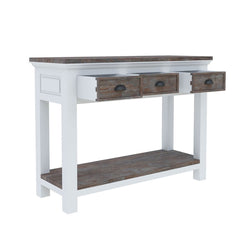 Danville Modern Teak and Solid Wood 3 Drawer Console Hall Table