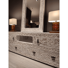 Indian Hand Carved Solid Wooden TV Unit 15