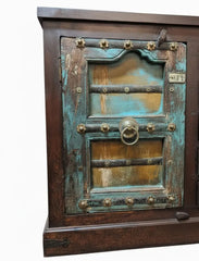 Indian Antique Vintage Hand Carved Solid Wood Bookshelf Cabinet B61