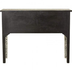 Maaya Bone Inlay Console Hall Table Black and White Floral