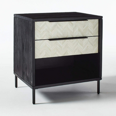 Bone Inlay Solid Wood 2 Drawer Bedsides Table 71