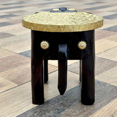 Antique Brass Work Solid Wood Brass Side Table